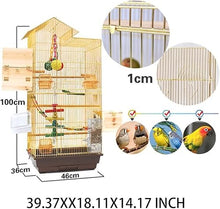 SDVantage Bird Cage Birdcages Square Bird Carriers High Capacity Retro Bird Cage Portable Bird House Carrier Large Bird House for Home Garden Novel Design,Gold