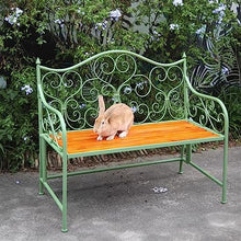 Garden Bench Rustic Style Outdoor Leisure Chair, Retro Green Garden Bench, 2-seat Patio Chair with Backrest for Yard Terrace Balcony Park Porch Outdoor Benche