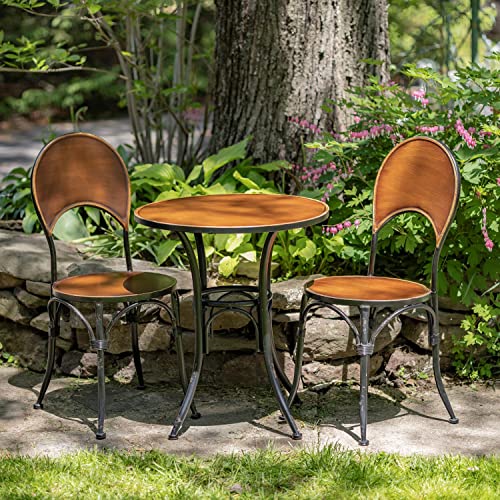 Zaer Ltd. Set of 3 Round Top Metal Bistro Set (1 Table and 2 Chairs) (Copper-Bronze Color Paris 1968")