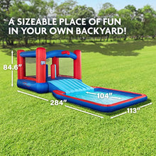 SUNNY & FUN Slide N’ Splash Bounce House Inflatable Water Slide Park Blue and Red