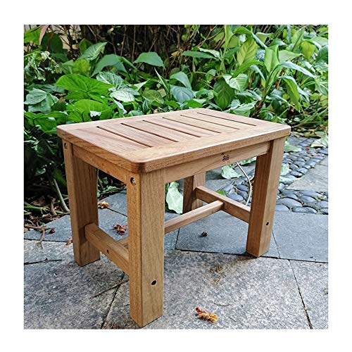 LSXIAO Shower Bench Stool, Spa Sauna Seat, Teak Frame Waterproof Non-Slip Deadweight 200kg for Bathroom, Living Room, Bedroom, Garden Leisure (Size : 42 * 22 * 40CM)