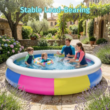 YUEWO Tricolor Inflatable Swimming Pool for Kids and Adults, Large Kiddie Pool Outdoor Portable Blow Up Swimming Pool for Family, Backyard, Outside and Water Summer Party (10ft X 30in)