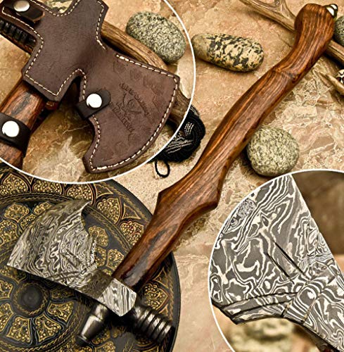 Axe Damascus Steel 26" Natural Wood Handle Axe/Hand Forged Woodsman Axe