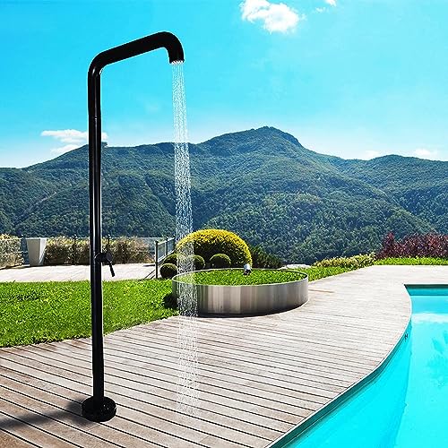 Outdoor Shower kit Free Standing Outdoor Shower with Swivel Shower Head, Stainless Steel Chrome Plating Agrden Shower Column for Poolside Beach Bathhouse，Black