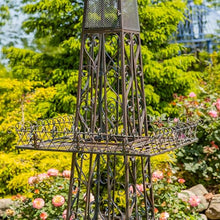 Zaer Ltd. Fancy Eiffel Tower-Inspired Two-Tiered Metal Plant Stand (Copper Brown, 9 Feet Tall)