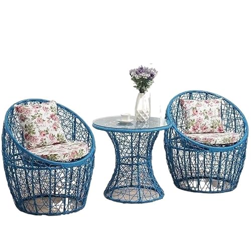 GLigeT Balcony Table and Chair Set Rattan Chair Three-piece Set Garden Furniture Sets Balcony Tables and Chairs Leisure Outdoor Garden Tables and Chairs Set Bistro Table Set (Color : B-E)
