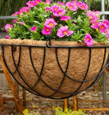Metal Hanging Planter Basket Coir Liner Chain Round Wire Plant Holder Flower Pots Hanger Garden Decoration for Railings Gardens