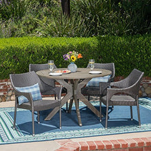 Christopher Knight Home Lina Outdoor 5 Piece Wood and Wicker Dining Set Gray