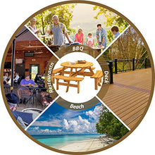 43.3" Outdoor Wooden Picnic Table with Bench Set and Umbrella Hole Natural