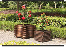 Wooden Raised Garden Bed Plants Vegetables Flowers Herb Elevated Planter with Drain Holes Outdoor Patio Balcony Courtyard Planting Stand Carbonized Color (Color : Natural Size : 50x50x46cm)