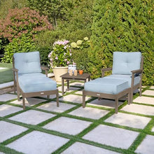highwood Lehigh 5-Piece Deep Seating Set, with Sunbrella Cushions in Bliss Dew, Woodland Brown Frame
