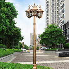 iumLeap 3-Lights American Country Vintage Metal Street Lights Courtyard Glass Lantern High Pole Path Column Lamp E27 Exterior Pillar Lantern Ip55 Waterproof Park Community La(200cm)