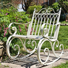 Zaer Ltd. Outdoor Metal Rocking Arm Chair (Arm Chair, Antique White)