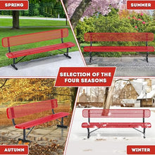 Metal Park Bench for Outside, Outdoor Bench with Backrest & Portable Frame