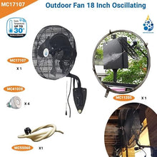 mistcooling Outdoor Fan - Wall Mount Fan - Misting Fan | Patio Misting, Restaurant Patio misting, Warehouse Cooling | Oscillating Fan - Stainless Steel Misting Fan Ring & Nozzles Included