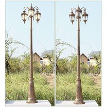 European Vintage Outdoor Ip54 Waterproof Street High Pole Pillar Light E27 3-Lights Glass Die-Cast Alandscape Path Way Decorative Post Light Garden Villa Lawn Illumin(Height 3.2m)