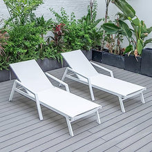 LeisureMod Modern White Sling Chaise Lounge Chair Set of 2