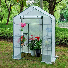 Outdoor Portable Greenhouse Mini Walk-in 4 Shelves Flower Rack Garden Patio Plant Cover with Frame