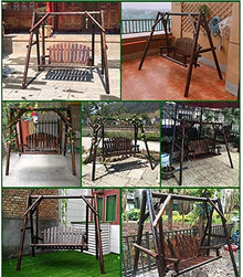 KYTGFH Patio Swing Porch Hang Club Bench Chair,Deluxe Wooden Arc Frame Hammock 3 Person Outdoor Patio Swing Chair,Porch Glider Swing Chair for Patio,Garden,Poolside