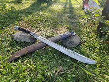 Fwosi Tactical Machete - 13-Inch Full Tang Magar Machete Fixed Blade Knife, Custom Knife with Carbon Steel Blade - Handmade in Nepal - Plus Leather Sheath with Belt Loop