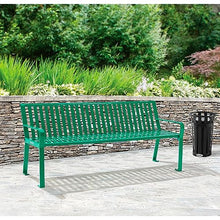 Global Industrial 6 ft Outdoor Park Bench with Back, Vertical Steel Slat Green