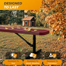 OUTTANS Heavy-Duty Outdoor Metal Bench (6 Ft - Portable, Red)