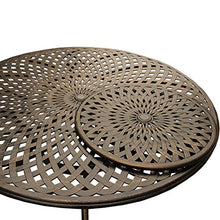 Oakland Living Contemporary Modern Outdoor Mesh Lattice Aluminum 59 inch Bronze Round Dining Set with Lazy Susan and Six Chairs