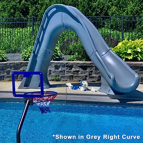 Global Pool Products Tidal Wave Inground Pool Slide Left Curve Grey