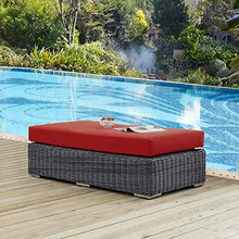Modern Contemporary Outdoor Patio Balcony Garden Lounge Chair Ottoman, Rattan Wicker, Red