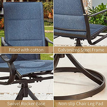PatioFestival 5-Piece Metal Outdoor Dining Set with Swivel Rocker Chairs Blue