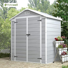Patiowell 6x4 FT Resin Outdoor Storage Shed with Floor, Light Gray