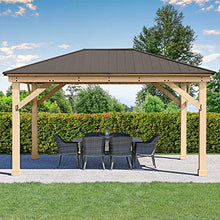 Yardistry 12' x 16' Meridian Cedar Wood Gazebo Pavilion Brown