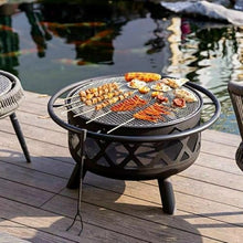 Fire Pit Fire Pit Outdoor Wood Burning Pits Heating Large Steel BBQ Grill Bowl for Winter with Cooking Grate