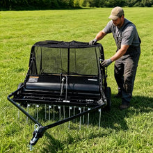 48" Tow-Behind Combo Lawn Sweeper with Dethatcher and Hamper
