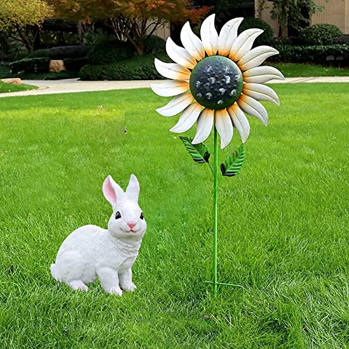 LFFH Ironwork Garden Spinner, Metal Weather Vane Wind Sculptures Crafts Wind Catchers Sculpture with Rabbits for Decoration