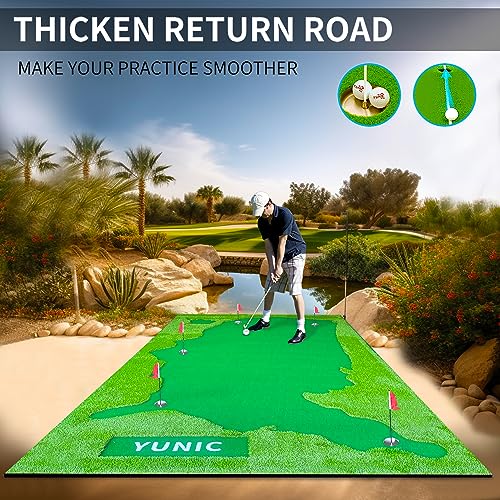 YUNIC Golf Putting Green Premium Nylon Golf Training Putting Mat Green
