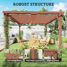 11'x12.5' Wooden Pergola Built-in Grape Trellis Design, Weather-Resistant Construction for Outdoor Longevity