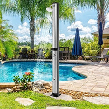 CFDZCP Outdoor Shower kit 38L / 10 Gallons Outdoor Shower W/Shower Head & Foot Shower Faucet, Solar Powered Temperature and Pressure Adjustable， for Pool, Spa, Sport & Gardening