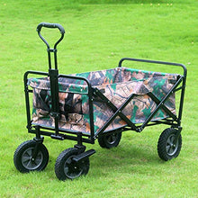 5sssallefaa Pull Along Folding Wagon Aluminium 80kg Portable Garden Cart with 4 Wheels Steel Brakes Forest Camouflage