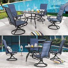 PatioFestival 5-Piece Metal Outdoor Dining Set with Swivel Rocker Chairs Blue