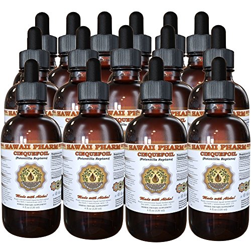 Hawaii Pharm Cinquefoil Liquid Extract, Cinquefoil (Potentilla Reptans) Dried Herb Powder Tincture Supplement 15x4 oz