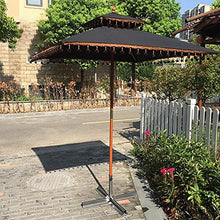QZQHNYJ Parasol Garden Patio Umbrella Black Square Shade Umbrella with 4 Ribs, Non-Fading Waterproof Market Parasol with Wooden Pole for Water Park Lawn Beach