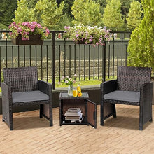 DUYHBAWRS 3PCS Patio Wicker Furniture Set Storage Table W/Protect Cover Gray