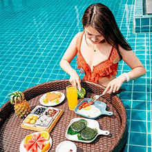 JDXQBLD 31"/47" Floating Serving Tray, PE Rattan Woven Pool Floats Breakfast Basket, with Double Handle, Pool Party Drinks and Snacks Table Bar, for Hot Tub, Sandbar, Spa, Beach