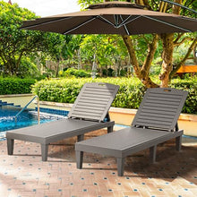 YITAHOME Outdoor Chaise Lounge Chair, Plastic Pool Chaise Lounge with 5-Position Backrest, Easy Assembly & Waterproof for Patio & Poolside, Set of 4, Grey