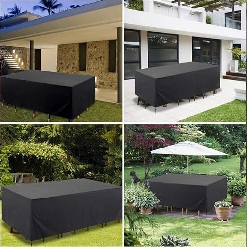 Garden Furniture Covers, Waterproof 420D Duty Oxford, Fabric Patio Table Windproof, Anti-UV, Outdoor Furniture Protection 400 x 300 x 100 cm Fabric Patio Table Windproof, Anti-UV, Protection of