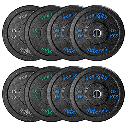 Yes4All 2-Inch Bumper Plate Olympic Rubber Weight Plate 250LB Plate Set