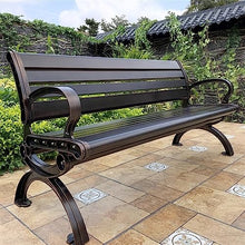 TBLOTYD Garden Bench Outdoor Park Chairs, Fully Cast Aluminum Outdoor Benches, Metal Leisure Benches with Backrest for Garden, Courtyard, Backyard Patio Seating for Park ，200CM