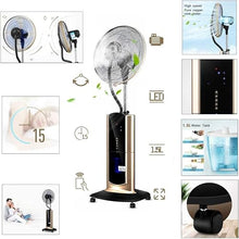 GAZOGJ 18" Misting Fan, Oscillating Stand Fan with Timer, Art Deco Floor Fan, 3-Speed Digital Control, LCD Display, 5 Blades, Remote Control, Easy Movement with Caster Whee
