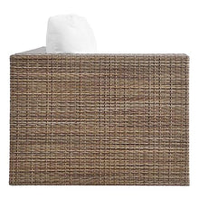 Modway Convene Wicker Rattan Outdoor Patio Sectional Sofa and Ottoman Set Cappuccino White